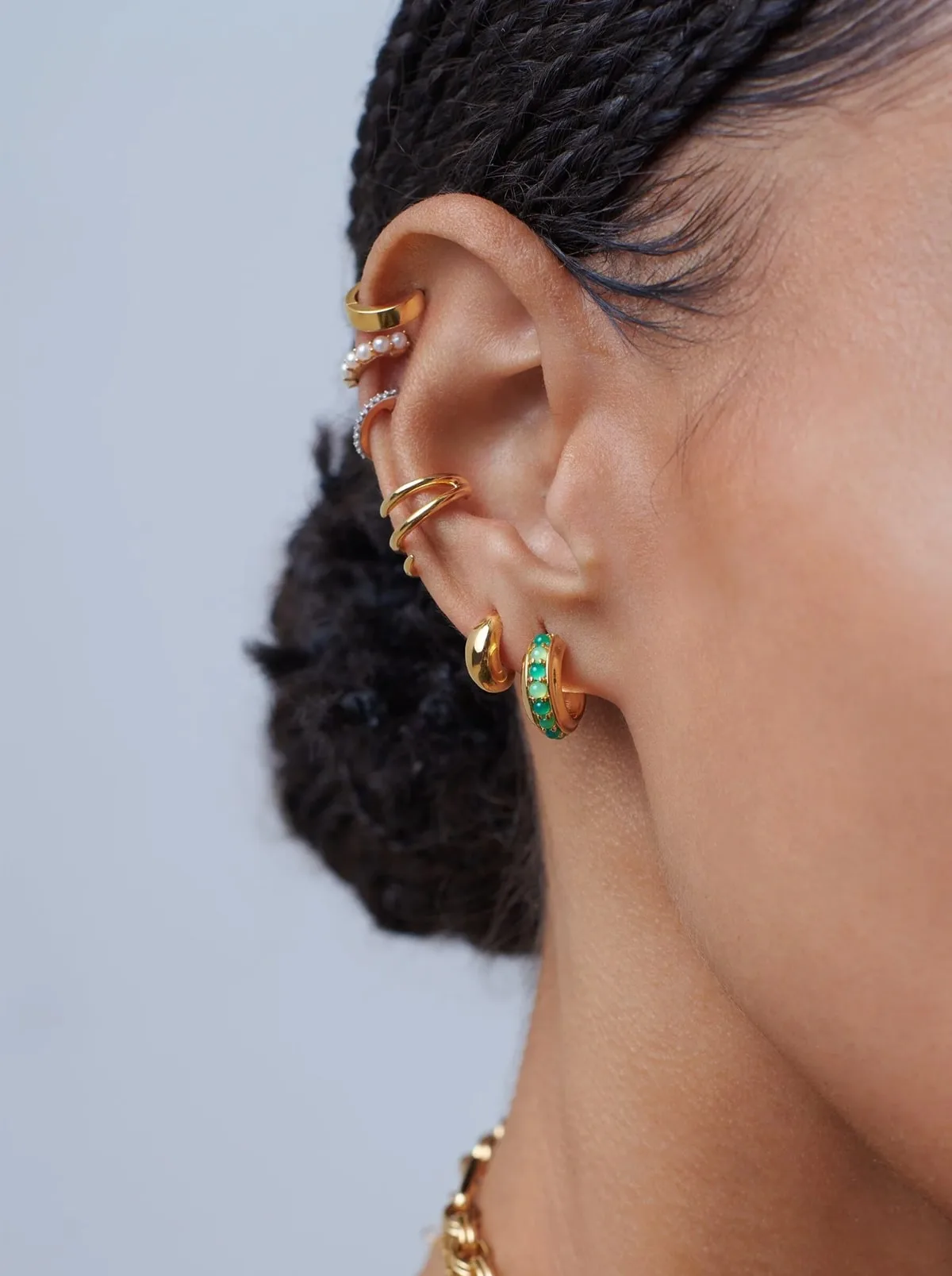 Large Gemstone Hoop Earrings - obrazek 2